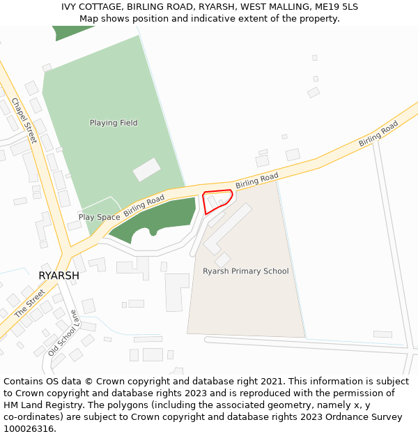 IVY COTTAGE, BIRLING ROAD, RYARSH, WEST MALLING, ME19 5LS: Location map and indicative extent of plot