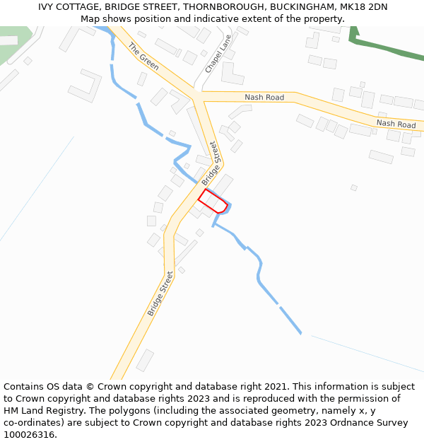 IVY COTTAGE, BRIDGE STREET, THORNBOROUGH, BUCKINGHAM, MK18 2DN: Location map and indicative extent of plot