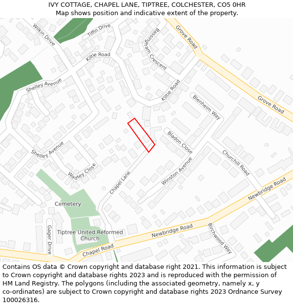 IVY COTTAGE, CHAPEL LANE, TIPTREE, COLCHESTER, CO5 0HR: Location map and indicative extent of plot