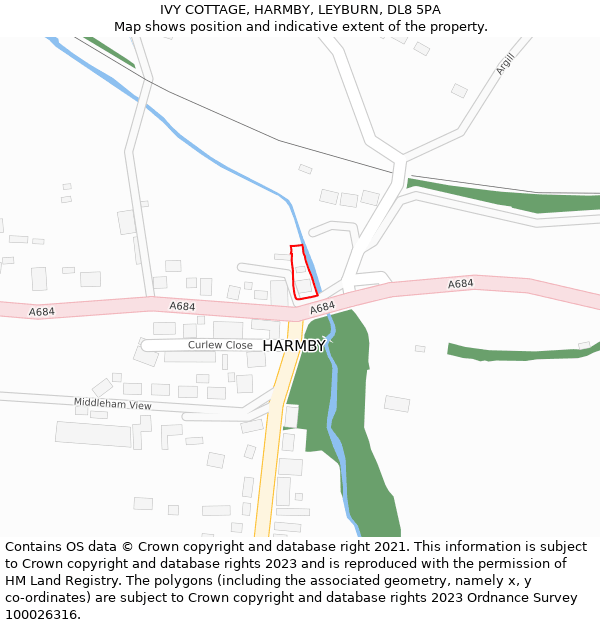IVY COTTAGE, HARMBY, LEYBURN, DL8 5PA: Location map and indicative extent of plot
