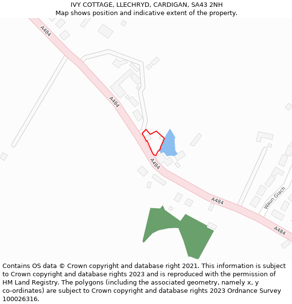 IVY COTTAGE, LLECHRYD, CARDIGAN, SA43 2NH: Location map and indicative extent of plot