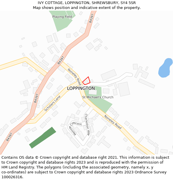 IVY COTTAGE, LOPPINGTON, SHREWSBURY, SY4 5SR: Location map and indicative extent of plot