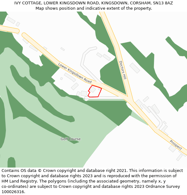 IVY COTTAGE, LOWER KINGSDOWN ROAD, KINGSDOWN, CORSHAM, SN13 8AZ: Location map and indicative extent of plot
