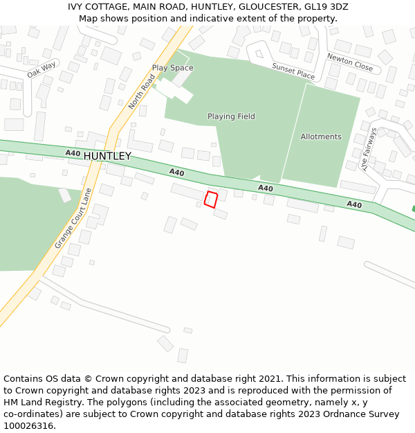 IVY COTTAGE, MAIN ROAD, HUNTLEY, GLOUCESTER, GL19 3DZ: Location map and indicative extent of plot