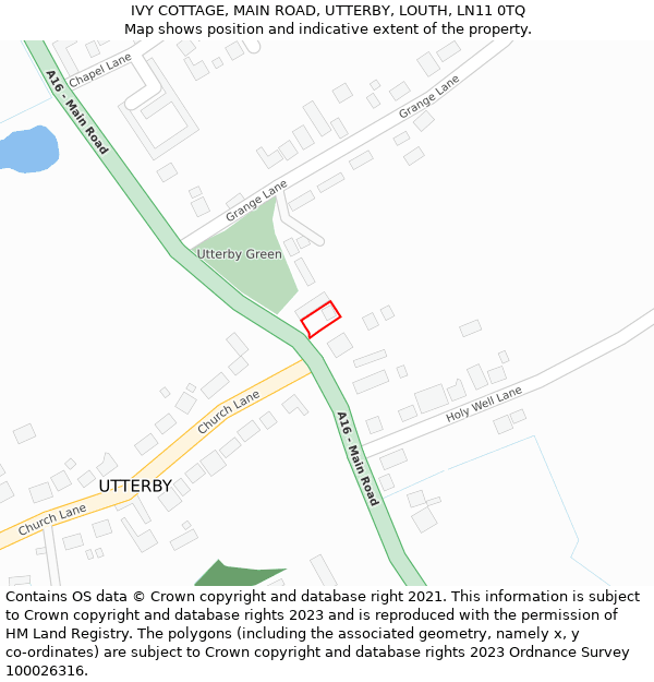 IVY COTTAGE, MAIN ROAD, UTTERBY, LOUTH, LN11 0TQ: Location map and indicative extent of plot