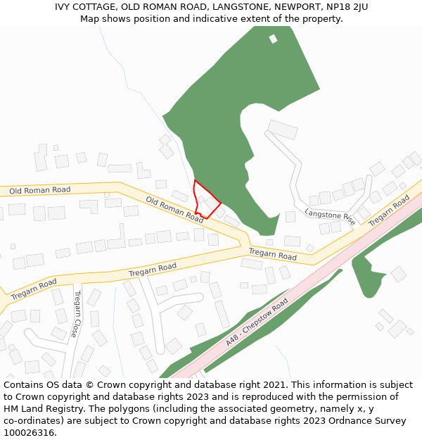 IVY COTTAGE, OLD ROMAN ROAD, LANGSTONE, NEWPORT, NP18 2JU: Location map and indicative extent of plot