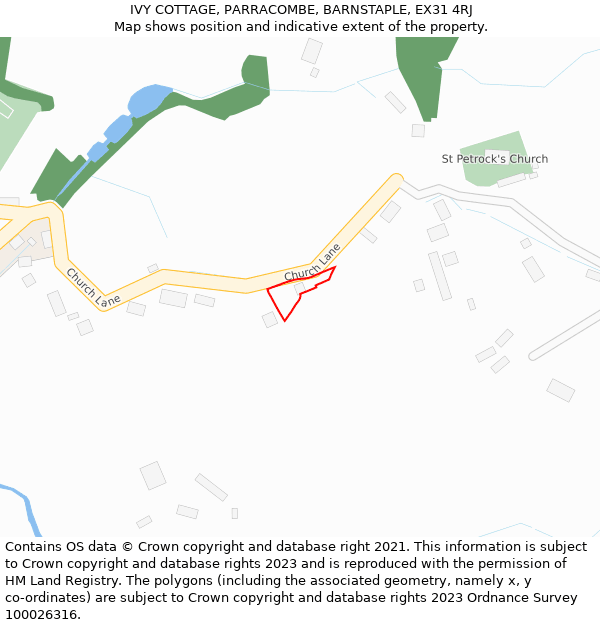 IVY COTTAGE, PARRACOMBE, BARNSTAPLE, EX31 4RJ: Location map and indicative extent of plot