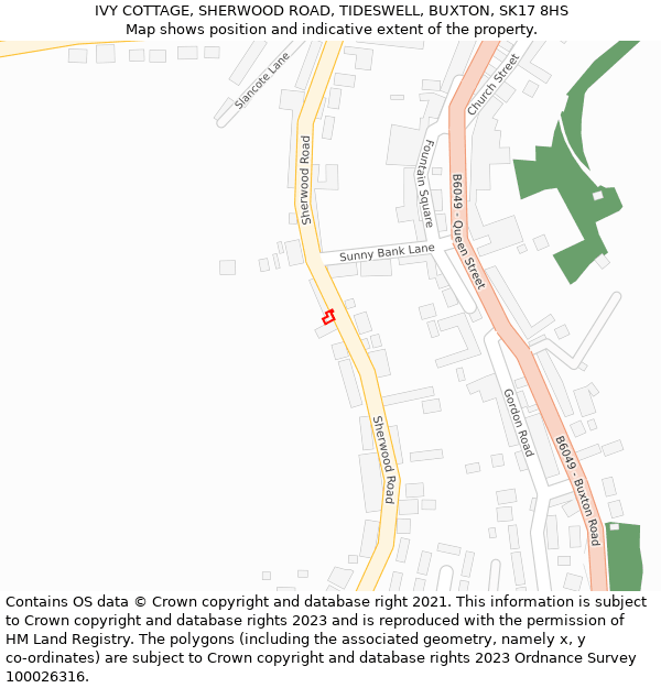 IVY COTTAGE, SHERWOOD ROAD, TIDESWELL, BUXTON, SK17 8HS: Location map and indicative extent of plot