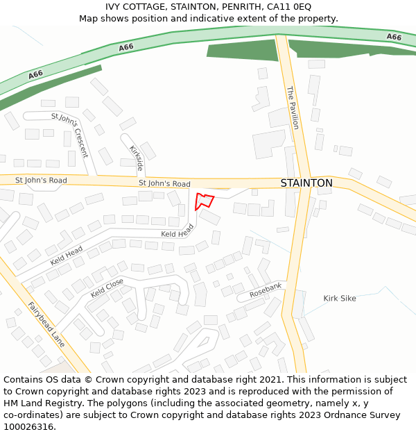 IVY COTTAGE, STAINTON, PENRITH, CA11 0EQ: Location map and indicative extent of plot