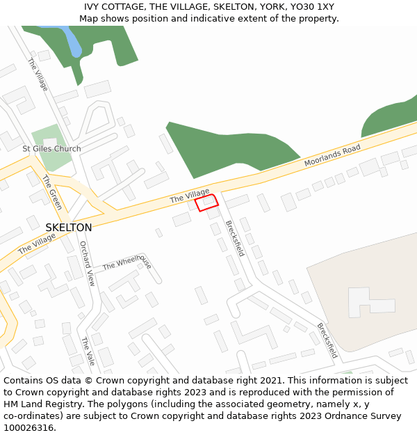 IVY COTTAGE, THE VILLAGE, SKELTON, YORK, YO30 1XY: Location map and indicative extent of plot
