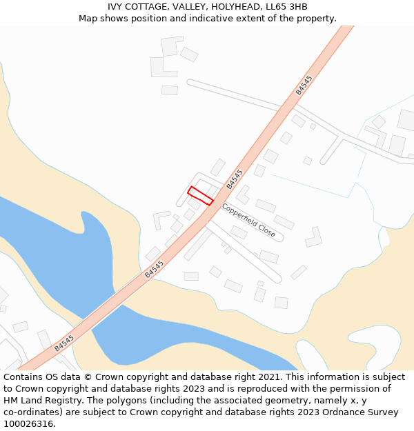 IVY COTTAGE, VALLEY, HOLYHEAD, LL65 3HB: Location map and indicative extent of plot