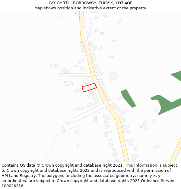 IVY GARTH, BORROWBY, THIRSK, YO7 4QP: Location map and indicative extent of plot