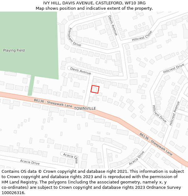 IVY HILL, DAVIS AVENUE, CASTLEFORD, WF10 3RG: Location map and indicative extent of plot