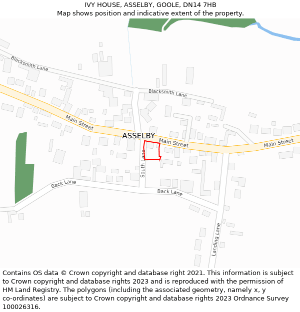 IVY HOUSE, ASSELBY, GOOLE, DN14 7HB: Location map and indicative extent of plot
