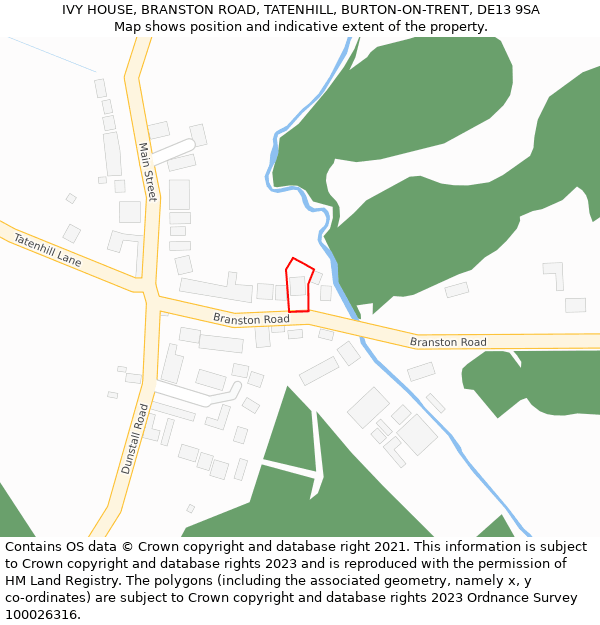 IVY HOUSE, BRANSTON ROAD, TATENHILL, BURTON-ON-TRENT, DE13 9SA: Location map and indicative extent of plot