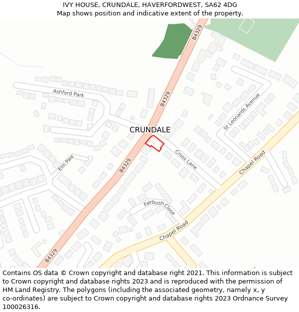 IVY HOUSE, CRUNDALE, HAVERFORDWEST, SA62 4DG: Location map and indicative extent of plot