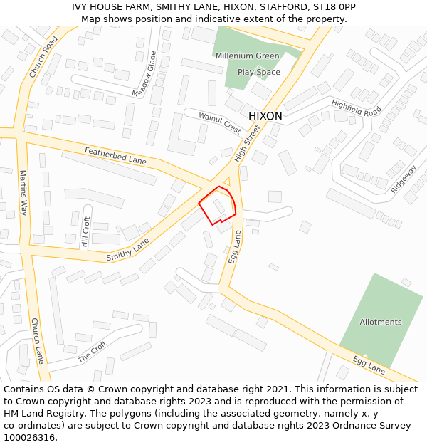 IVY HOUSE FARM, SMITHY LANE, HIXON, STAFFORD, ST18 0PP: Location map and indicative extent of plot