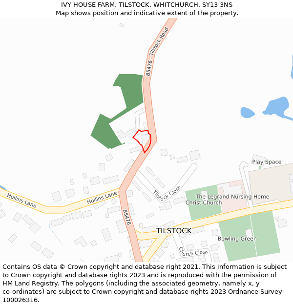 IVY HOUSE FARM, TILSTOCK, WHITCHURCH, SY13 3NS: Location map and indicative extent of plot