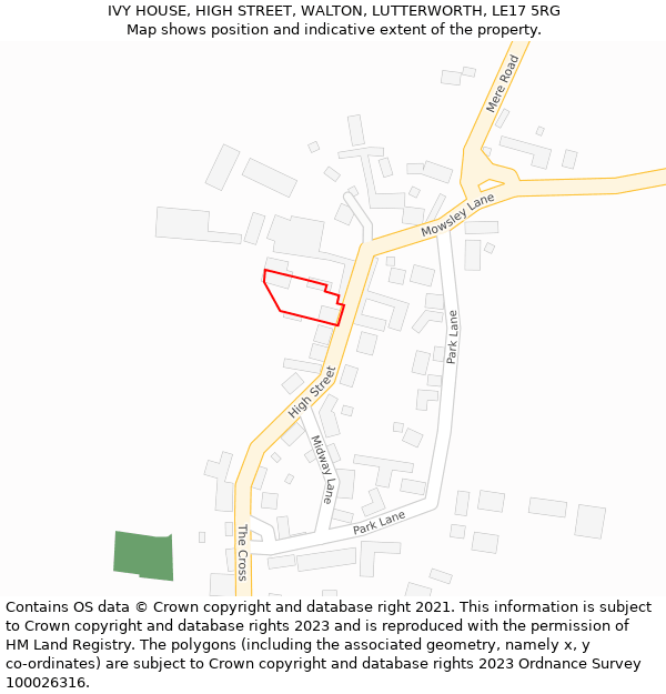 IVY HOUSE, HIGH STREET, WALTON, LUTTERWORTH, LE17 5RG: Location map and indicative extent of plot