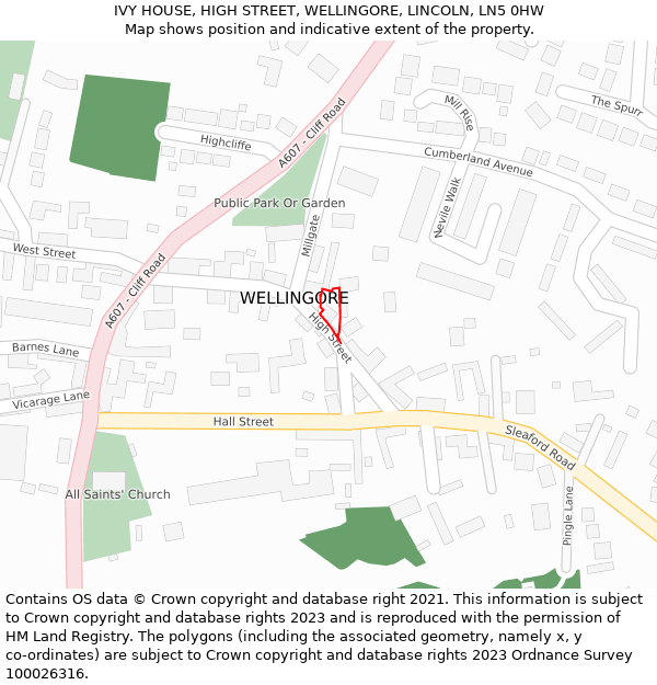 IVY HOUSE, HIGH STREET, WELLINGORE, LINCOLN, LN5 0HW: Location map and indicative extent of plot