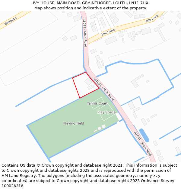 IVY HOUSE, MAIN ROAD, GRAINTHORPE, LOUTH, LN11 7HX: Location map and indicative extent of plot