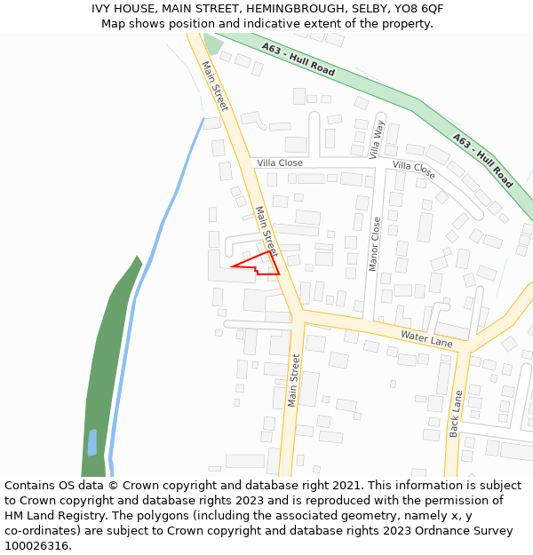 IVY HOUSE, MAIN STREET, HEMINGBROUGH, SELBY, YO8 6QF: Location map and indicative extent of plot