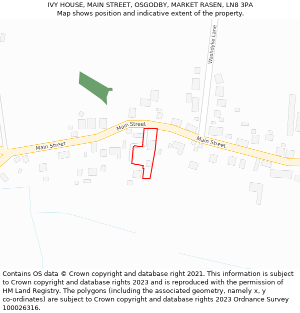 IVY HOUSE, MAIN STREET, OSGODBY, MARKET RASEN, LN8 3PA: Location map and indicative extent of plot