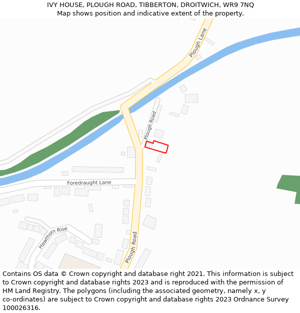 IVY HOUSE, PLOUGH ROAD, TIBBERTON, DROITWICH, WR9 7NQ: Location map and indicative extent of plot