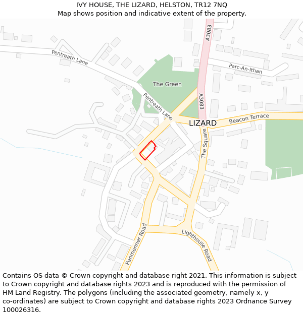 IVY HOUSE, THE LIZARD, HELSTON, TR12 7NQ: Location map and indicative extent of plot