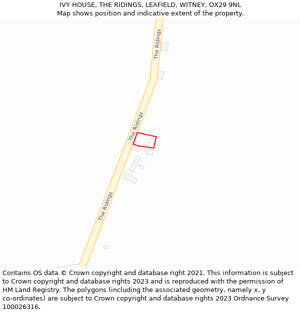 IVY HOUSE, THE RIDINGS, LEAFIELD, WITNEY, OX29 9NL: Location map and indicative extent of plot