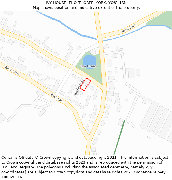 IVY HOUSE, THOLTHORPE, YORK, YO61 1SN: Location map and indicative extent of plot