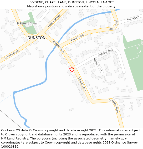 IVYDENE, CHAPEL LANE, DUNSTON, LINCOLN, LN4 2ET: Location map and indicative extent of plot