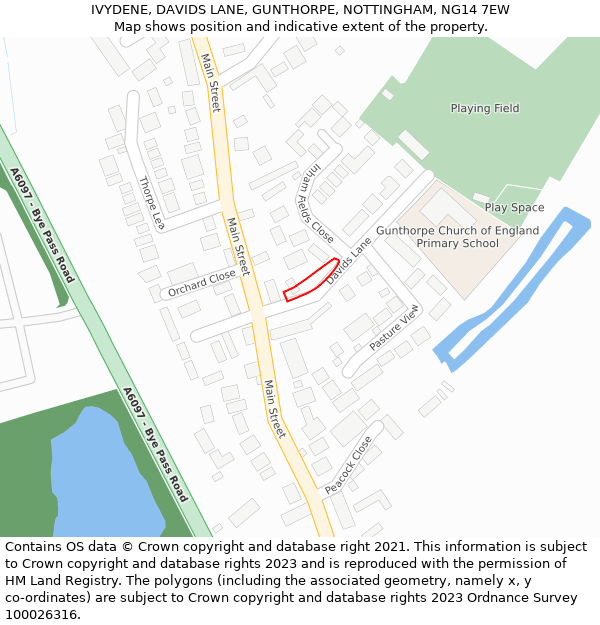 IVYDENE, DAVIDS LANE, GUNTHORPE, NOTTINGHAM, NG14 7EW: Location map and indicative extent of plot