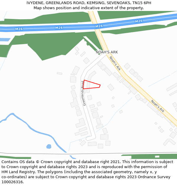 IVYDENE, GREENLANDS ROAD, KEMSING, SEVENOAKS, TN15 6PH: Location map and indicative extent of plot