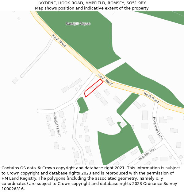 IVYDENE, HOOK ROAD, AMPFIELD, ROMSEY, SO51 9BY: Location map and indicative extent of plot