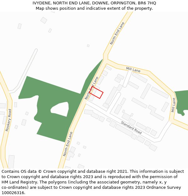 IVYDENE, NORTH END LANE, DOWNE, ORPINGTON, BR6 7HQ: Location map and indicative extent of plot