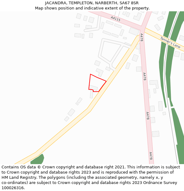 JACANDRA, TEMPLETON, NARBERTH, SA67 8SR: Location map and indicative extent of plot