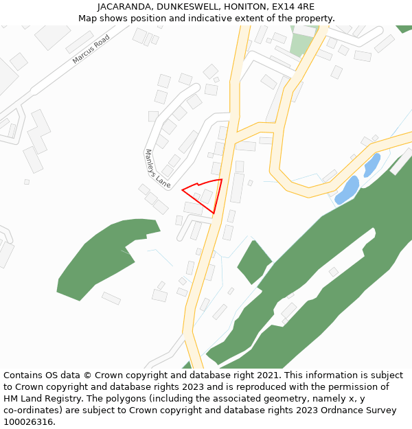 JACARANDA, DUNKESWELL, HONITON, EX14 4RE: Location map and indicative extent of plot
