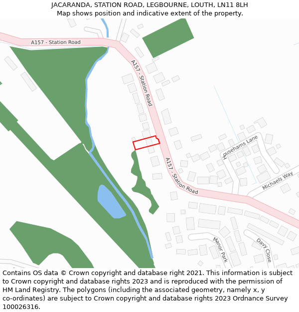 JACARANDA, STATION ROAD, LEGBOURNE, LOUTH, LN11 8LH: Location map and indicative extent of plot