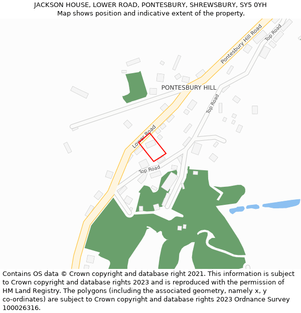 JACKSON HOUSE, LOWER ROAD, PONTESBURY, SHREWSBURY, SY5 0YH: Location map and indicative extent of plot