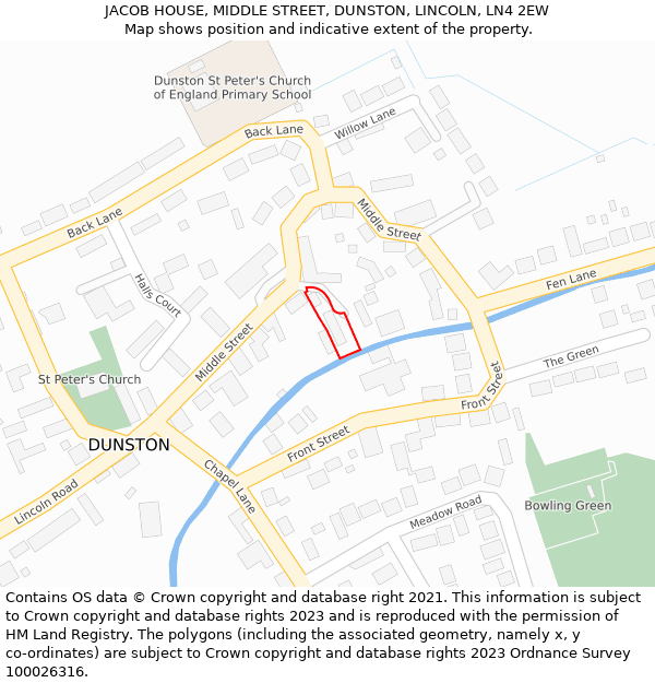 JACOB HOUSE, MIDDLE STREET, DUNSTON, LINCOLN, LN4 2EW: Location map and indicative extent of plot