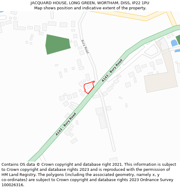 JACQUARD HOUSE, LONG GREEN, WORTHAM, DISS, IP22 1PU: Location map and indicative extent of plot