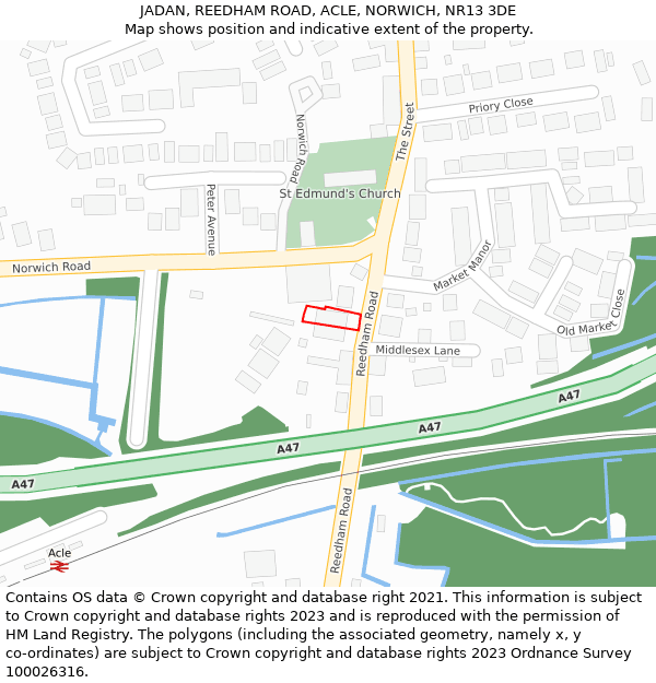 JADAN, REEDHAM ROAD, ACLE, NORWICH, NR13 3DE: Location map and indicative extent of plot