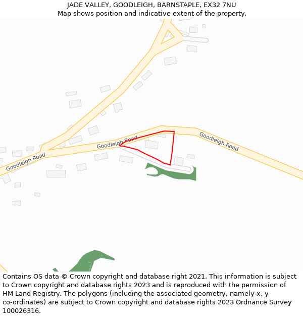 JADE VALLEY, GOODLEIGH, BARNSTAPLE, EX32 7NU: Location map and indicative extent of plot