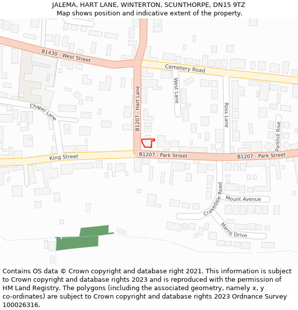 JALEMA, HART LANE, WINTERTON, SCUNTHORPE, DN15 9TZ: Location map and indicative extent of plot