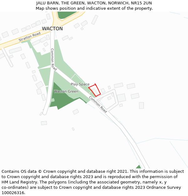 JALU BARN, THE GREEN, WACTON, NORWICH, NR15 2UN: Location map and indicative extent of plot