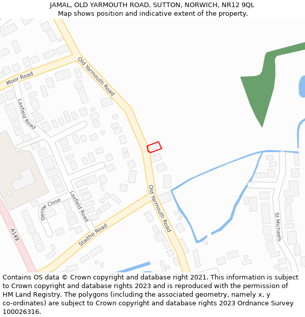 JAMAL, OLD YARMOUTH ROAD, SUTTON, NORWICH, NR12 9QL: Location map and indicative extent of plot