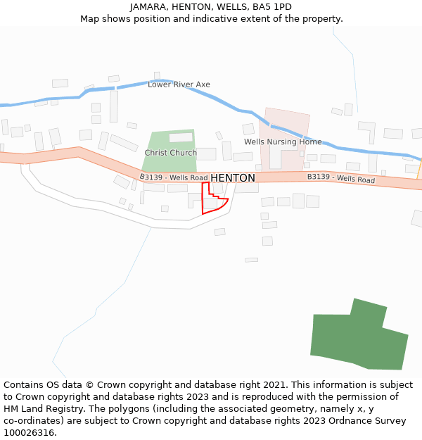 JAMARA, HENTON, WELLS, BA5 1PD: Location map and indicative extent of plot