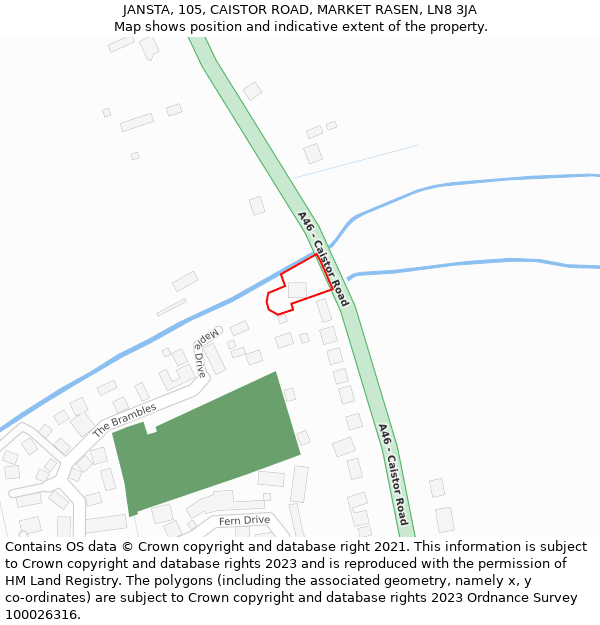 JANSTA, 105, CAISTOR ROAD, MARKET RASEN, LN8 3JA: Location map and indicative extent of plot