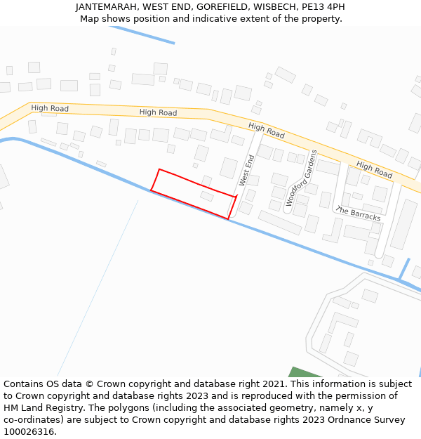 JANTEMARAH, WEST END, GOREFIELD, WISBECH, PE13 4PH: Location map and indicative extent of plot